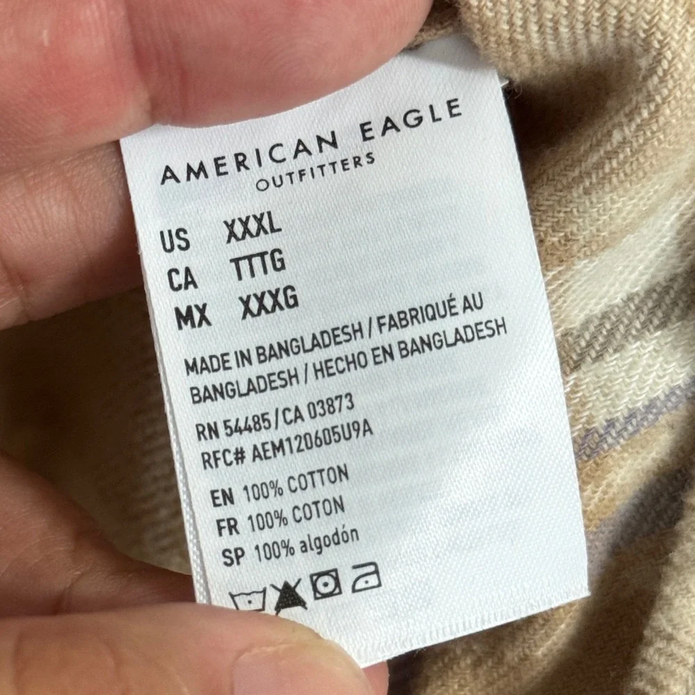 American Eagle Men’s XXXL Super Soft Tan 100% Cotton Plaid Flannel Shirt